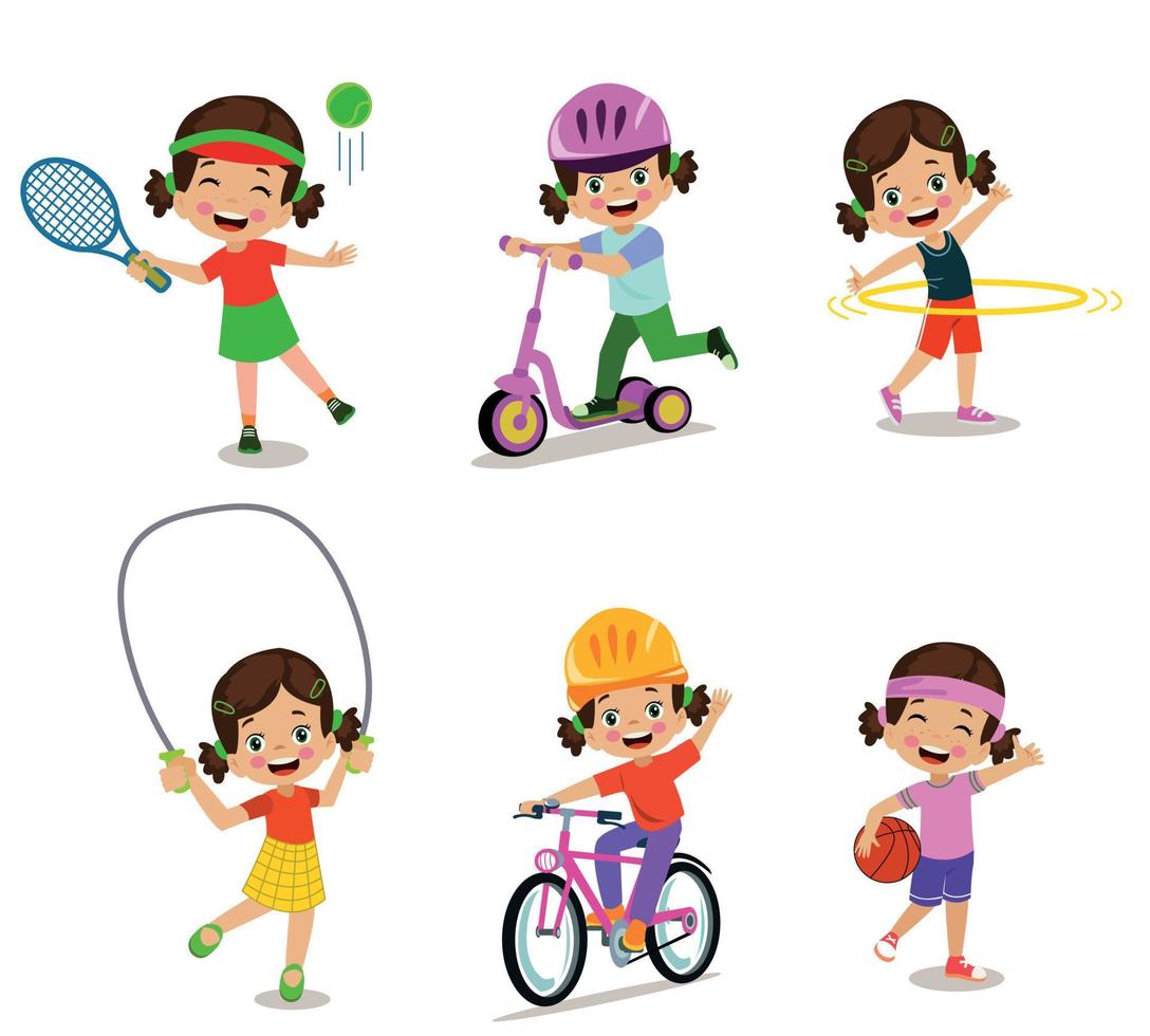 funy kid doing different activities vector