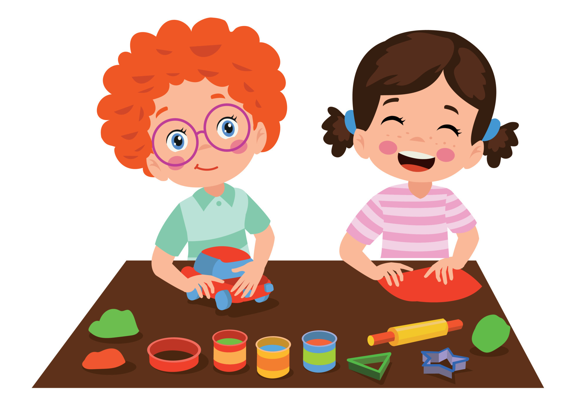 little kids and friend play with toy clay plasticine 15276931 Vector Art at Vecteezy little kids and friend play with toy clay plasticine 15276931 Vector Art at Vecteezy