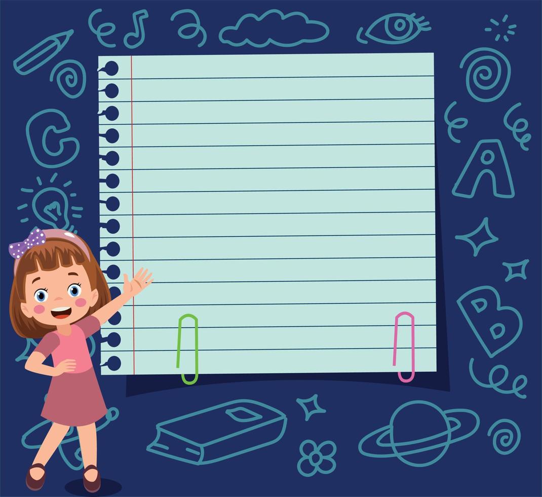 Your text here cute kid holding note paper vector