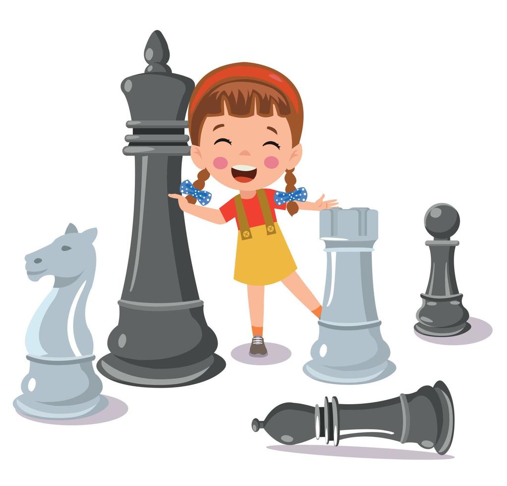 Cartoon Character Playing Chess Game vector