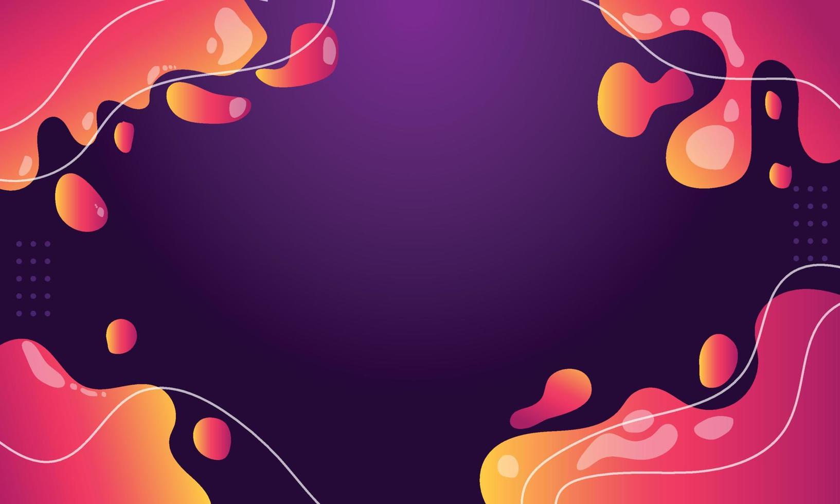 Abstract Yellow, pink and purple liquid wavy shapes futuristic banner. Glowing retro waves vector background