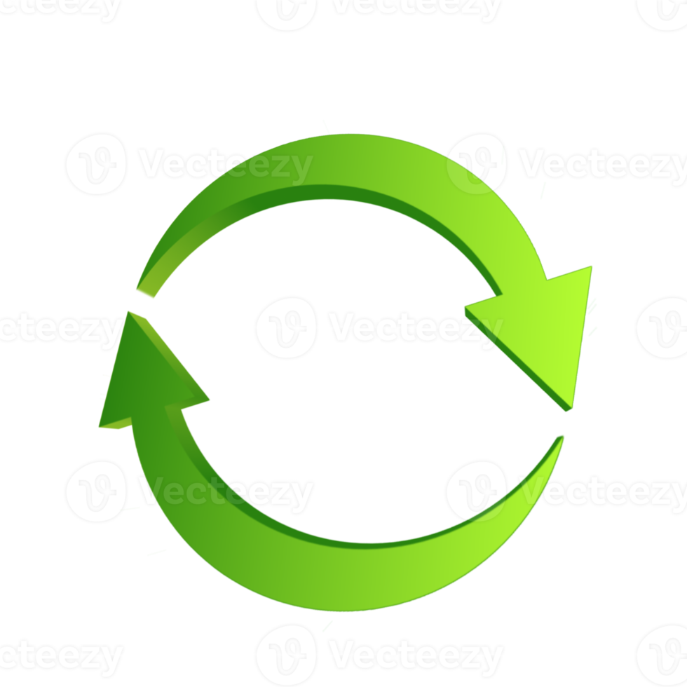 icône de rechargement de rendu 3d. actualiser l'icône de flèche avec la couleur verte. png