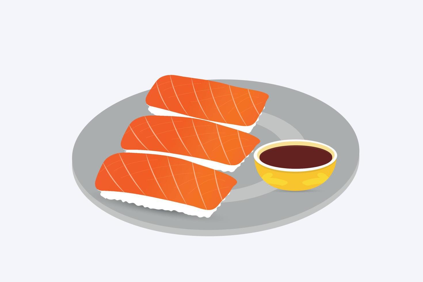 Nigiri Sushi with tomato sauce vector illustration