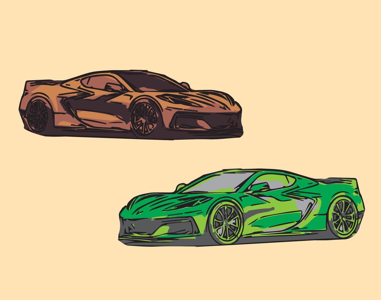 hand drawing sports car color vector