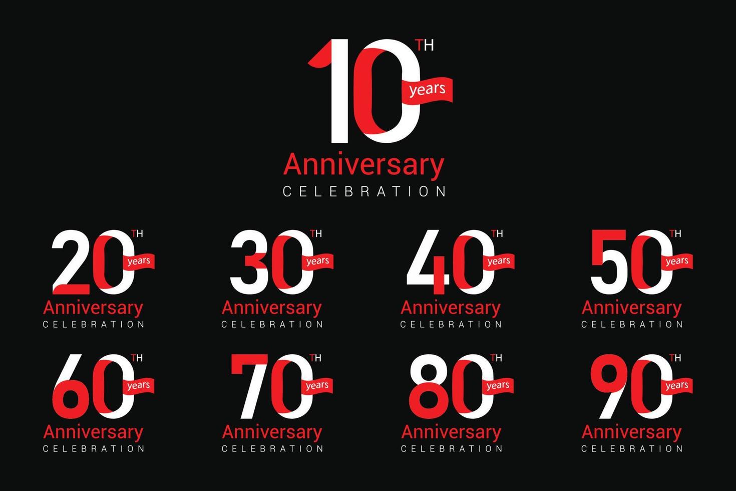 Anniversary Celebration creative number vector design.