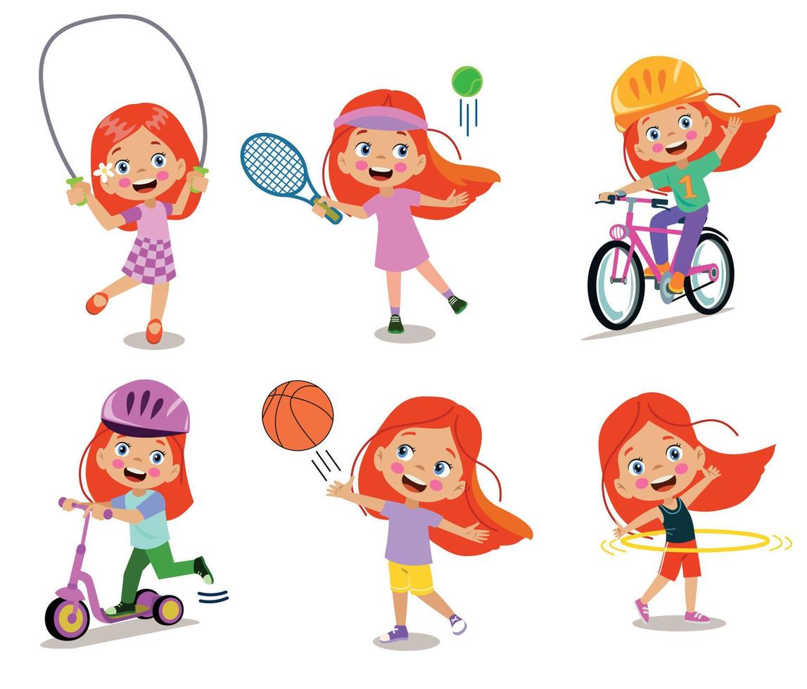 funy kid doing different activities vector