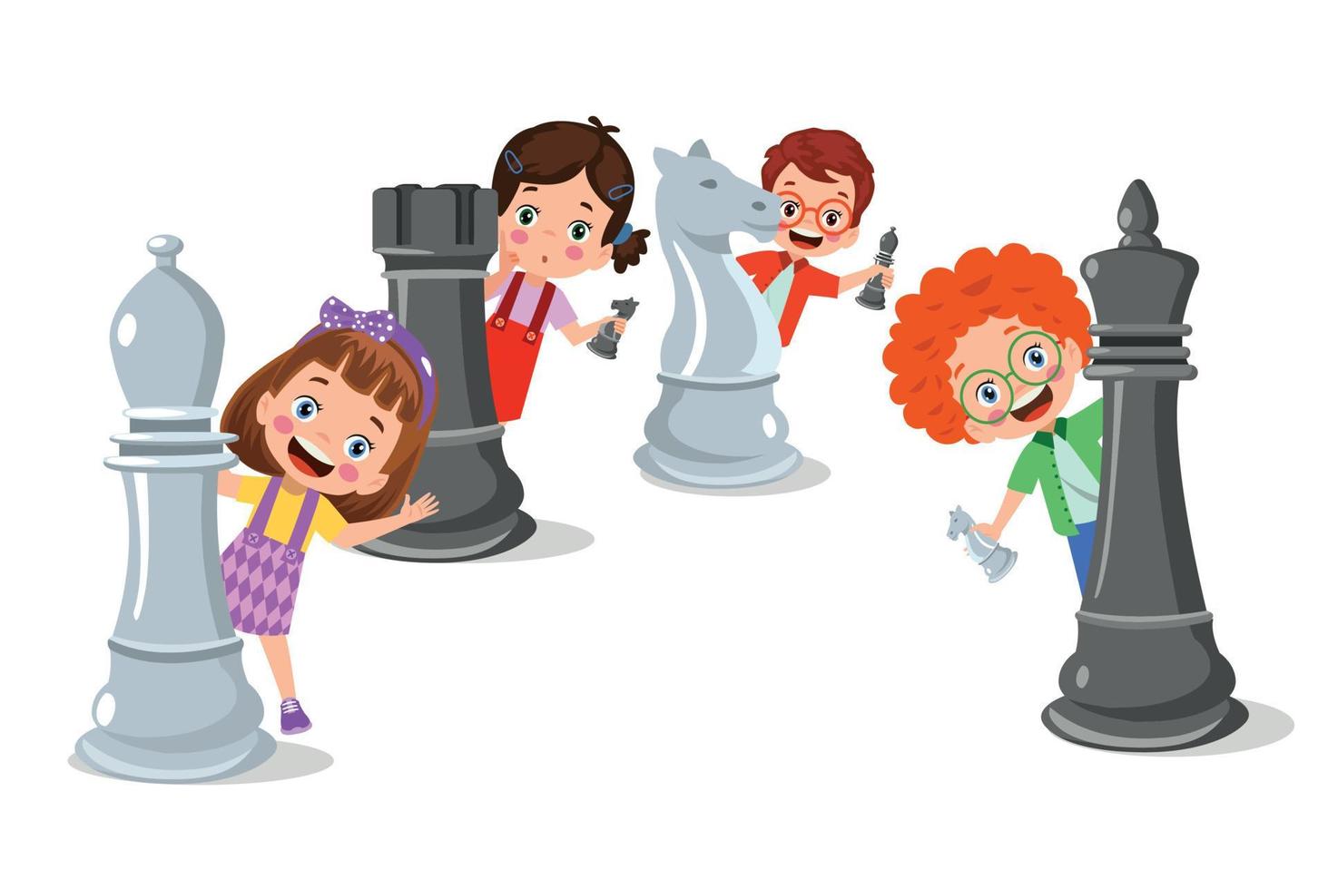 Cartoon Character Playing Chess Game vector