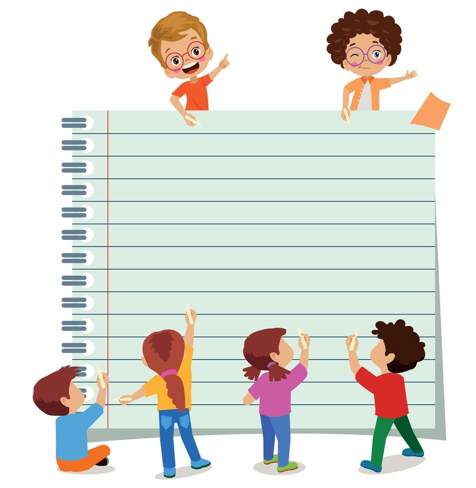 Your text here cute kid holding note paper vector