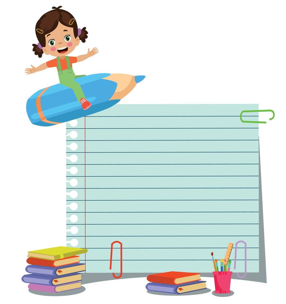 Your text here cute kids holding notepad and pen 15276999 Vector Art at