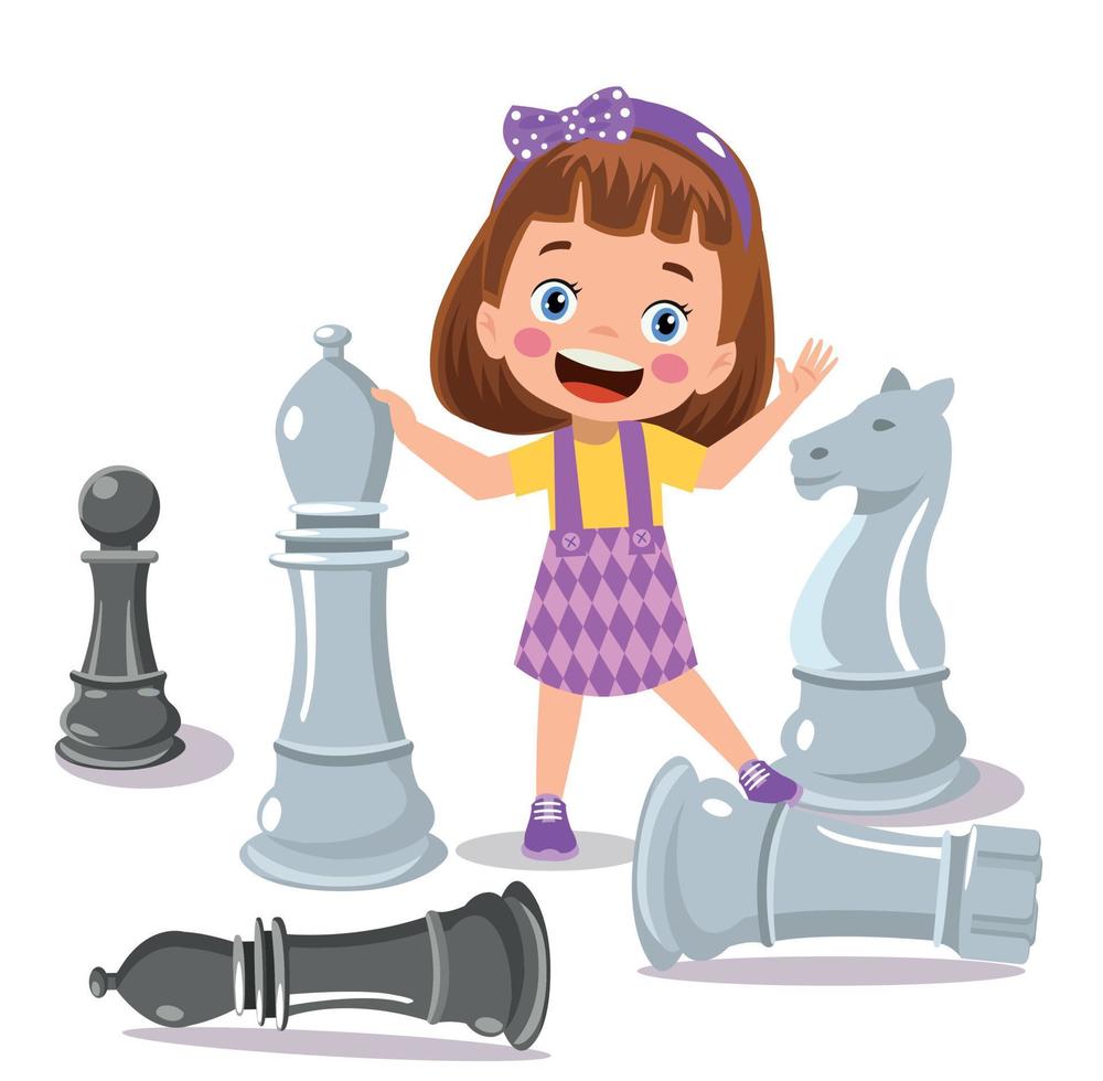 Cartoon Character Playing Chess Game vector