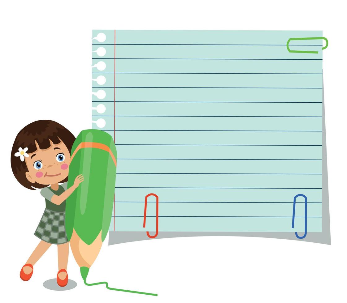 Your text here cute kids holding notepad and pen vector