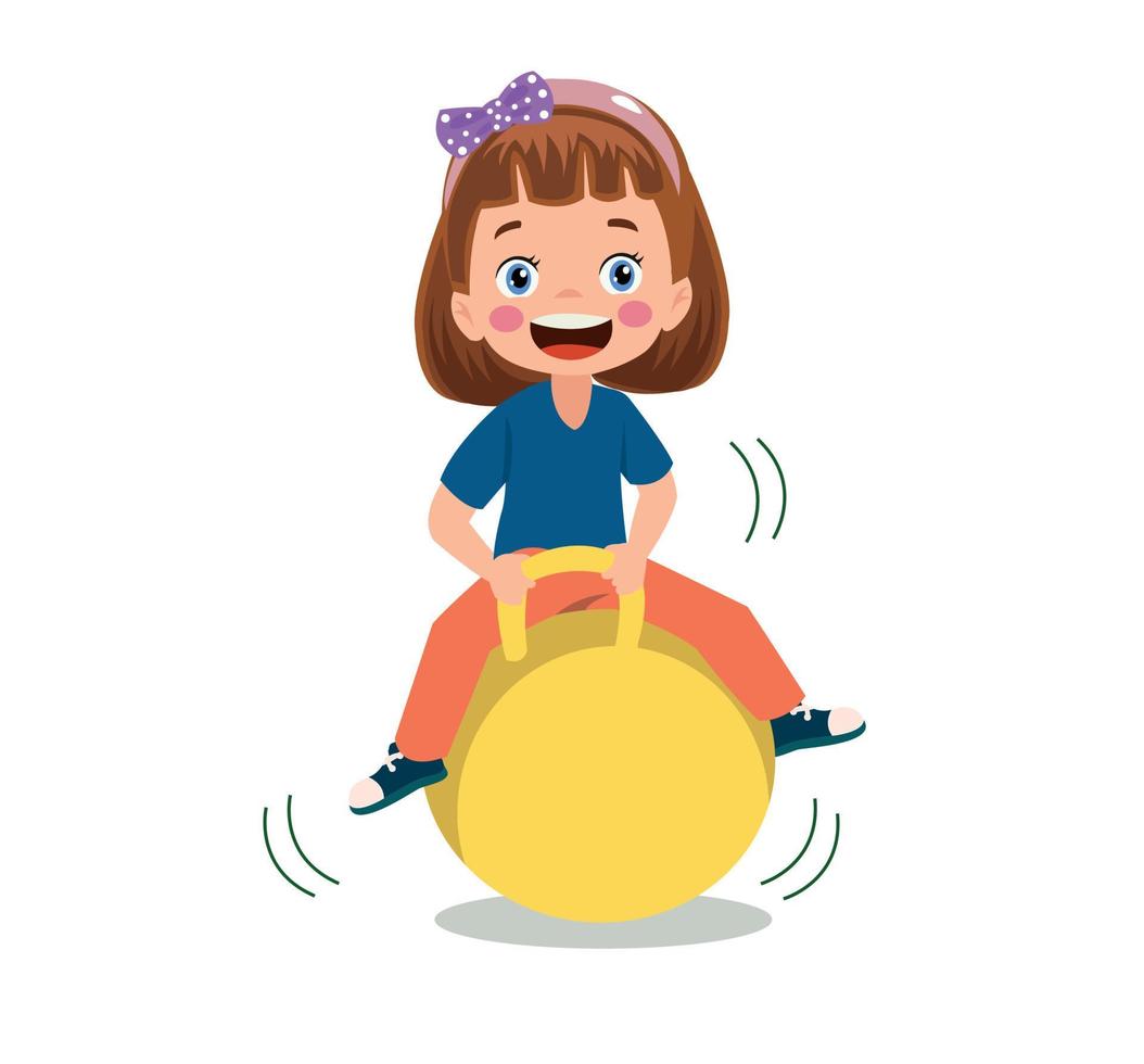 Kids Bouncing On Hopper Ball vector