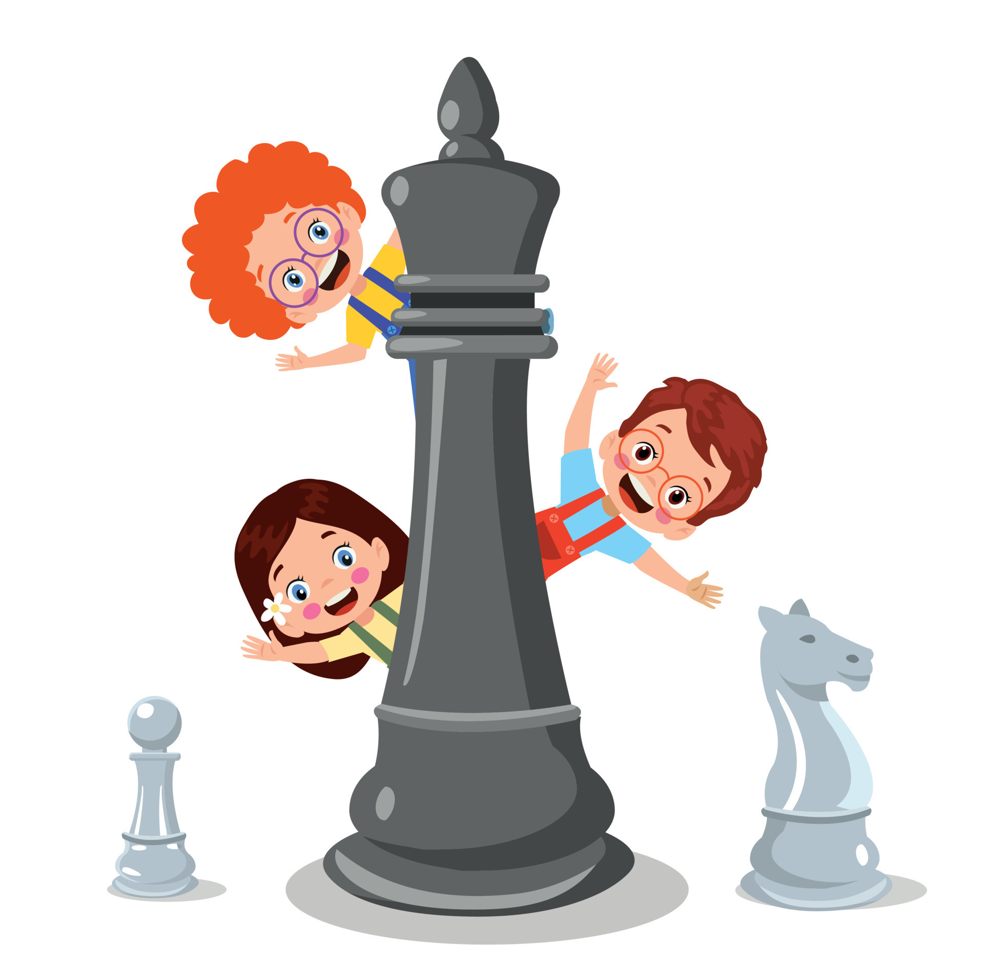 Premium Vector  Cartoon character playing chess game