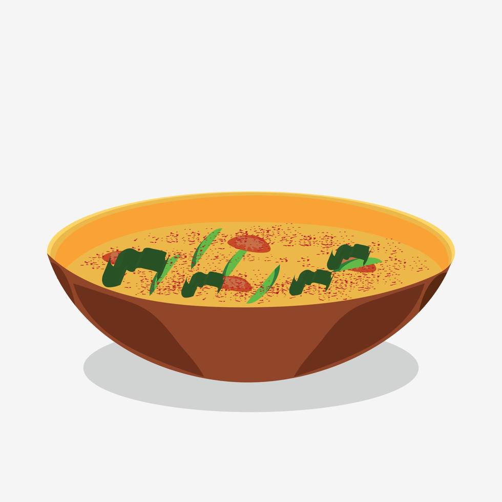 Cartel cubiertos con plato de sopa con verduras ilustración vectorial vector