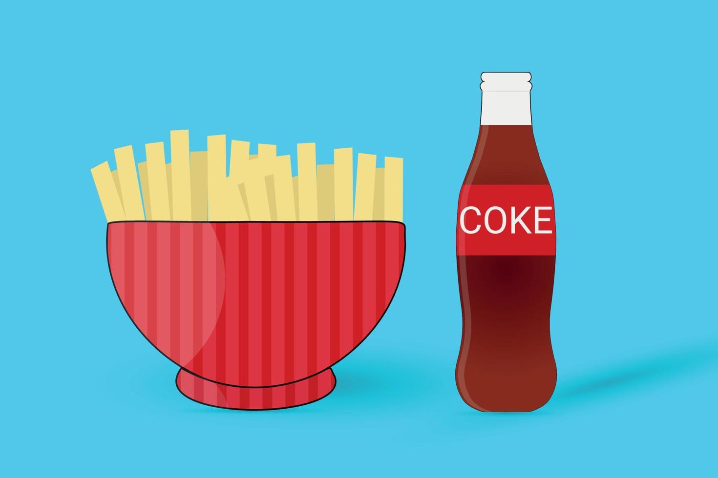 French fries with coke vector illustration