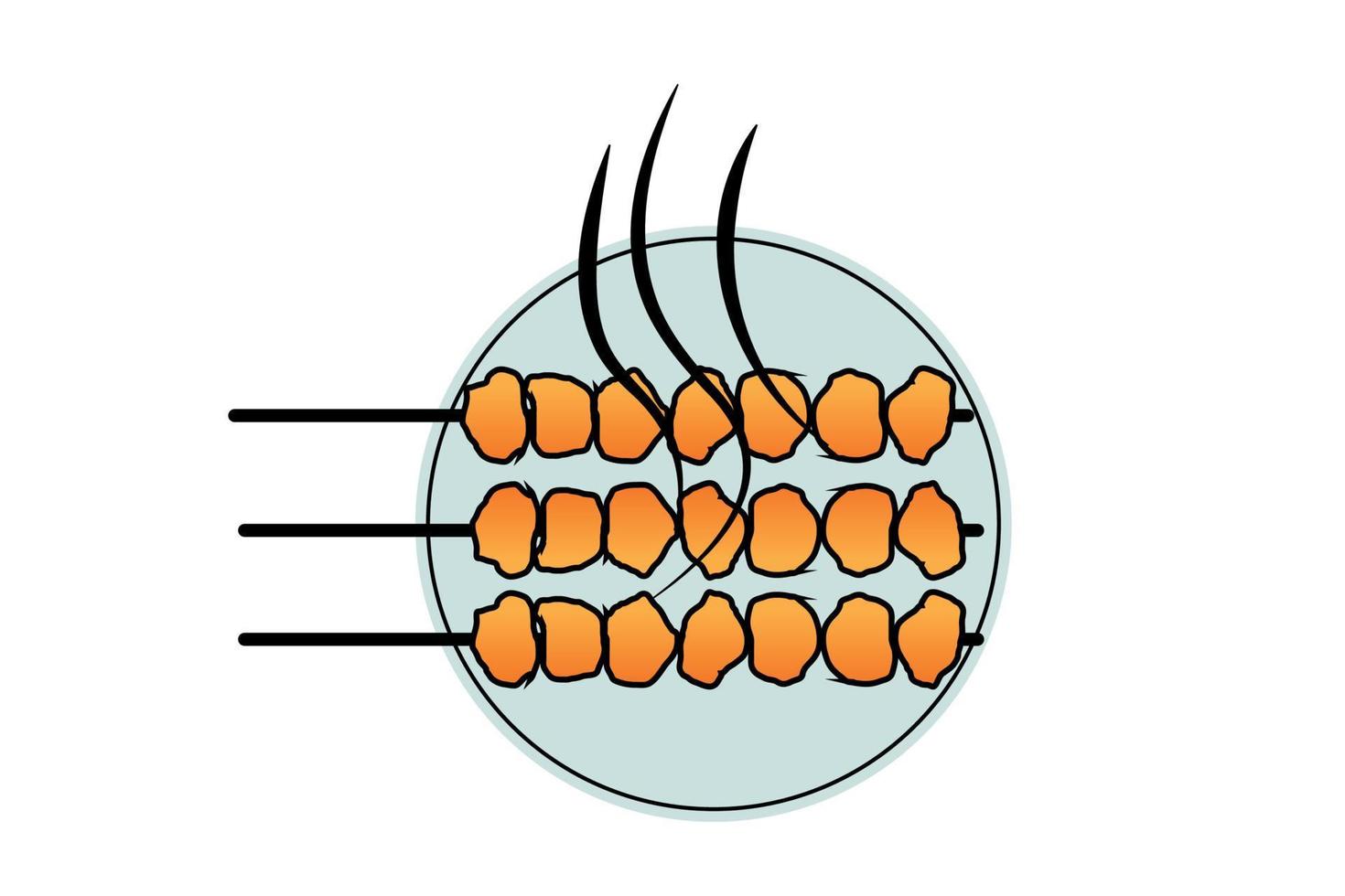 diseño vectorial satay de carne a la parrilla. vector