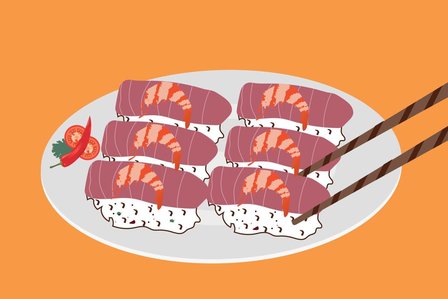 Sushi nigiri with rice illustration design vector