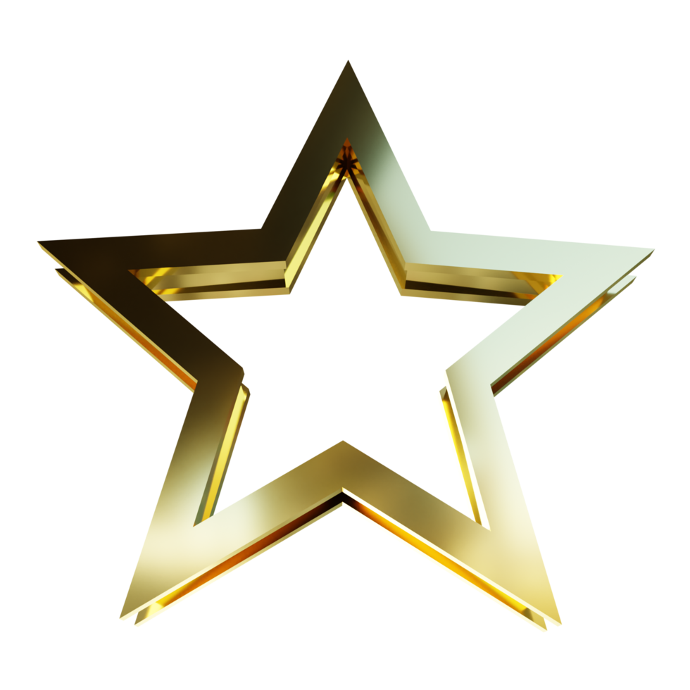 3d render golden star png