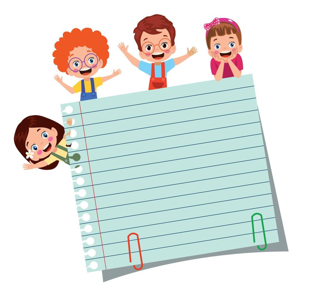 Your text here cute kid holding note paper vector