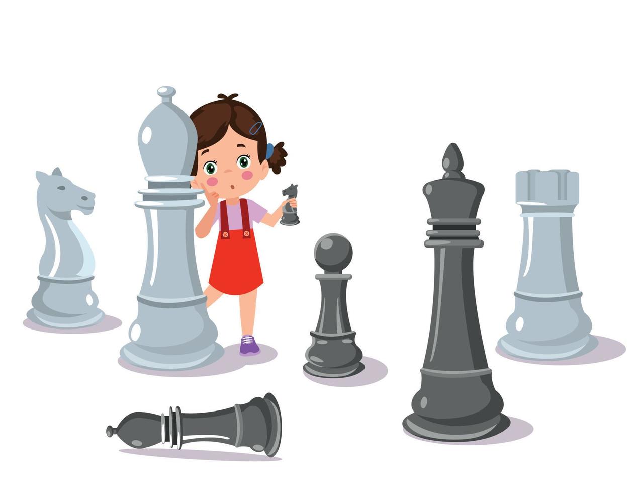 Cartoon Character Playing Chess Game vector