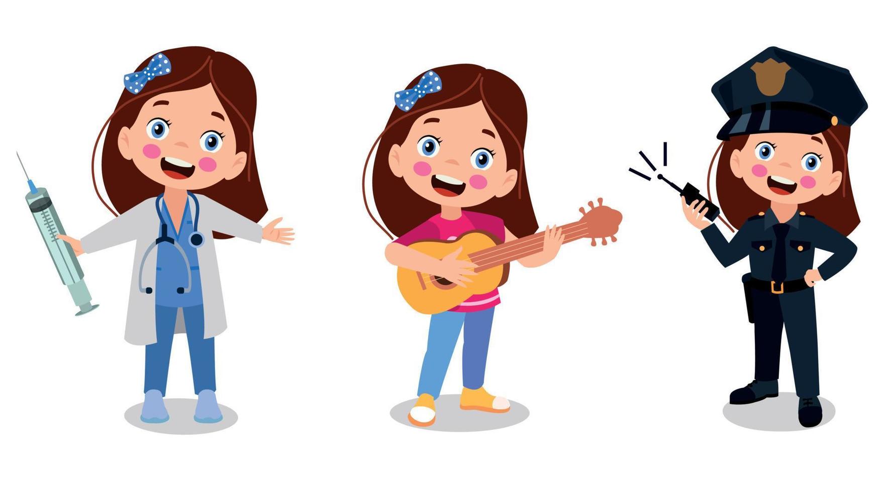 Cartoon Characters Of Different Professions vector