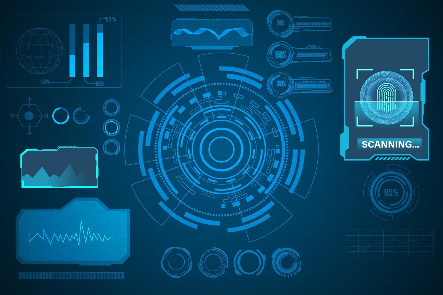 tecnología abstracta concepto futurista interfaz hud elementos de holograma de datos digitales y círculo vector