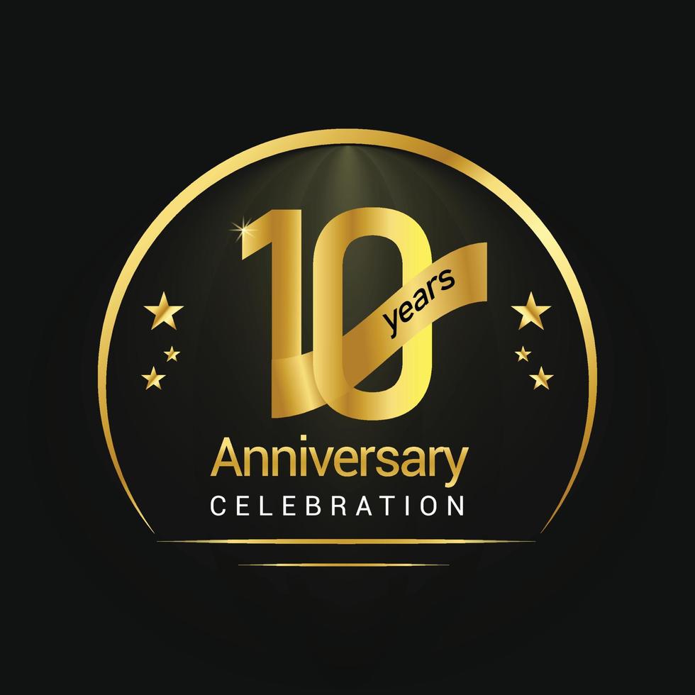 10 years Anniversary Celebration design with golden gradient. vector