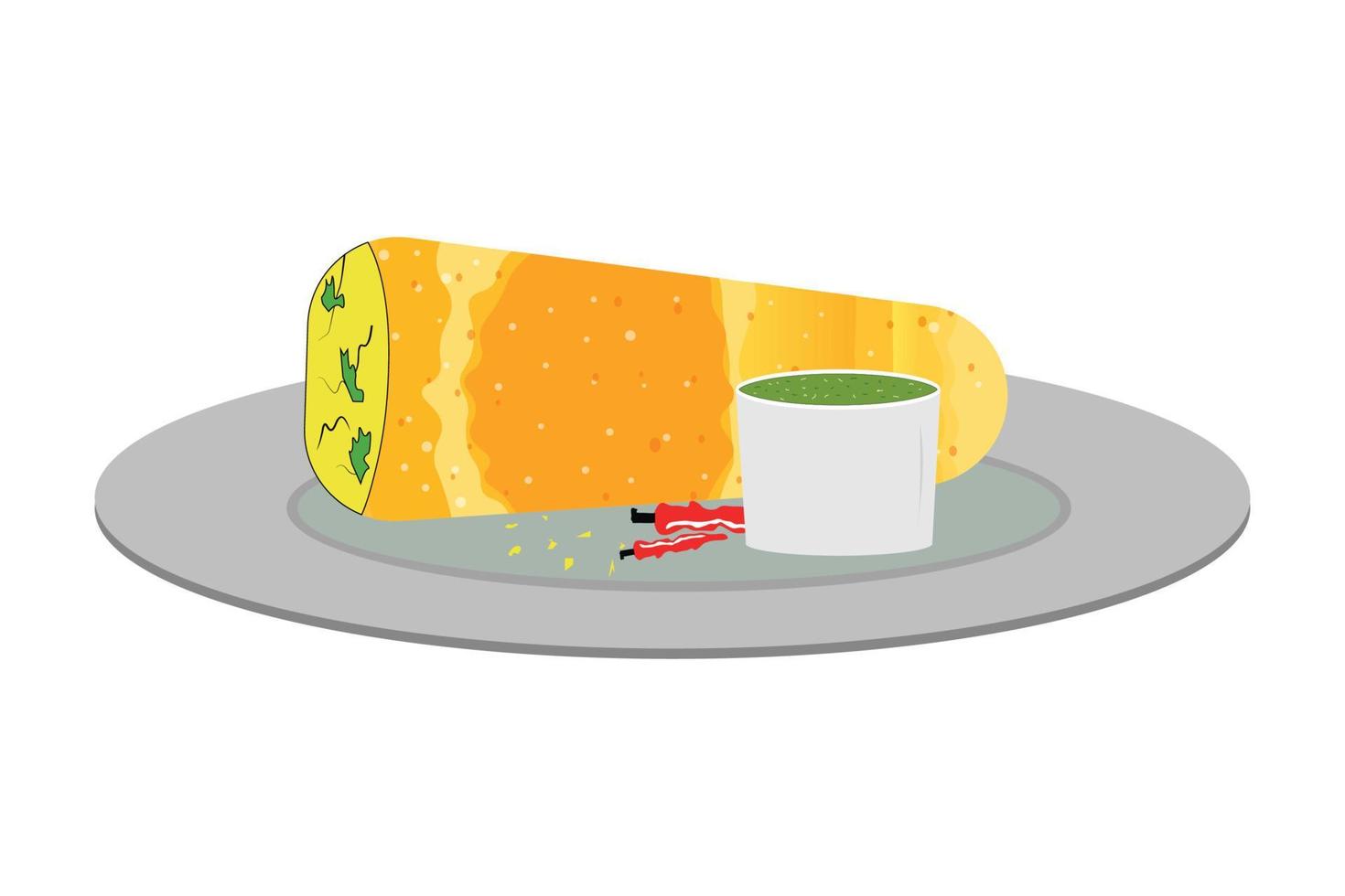 Indian Traditional Masala Dosa with chily vector design.