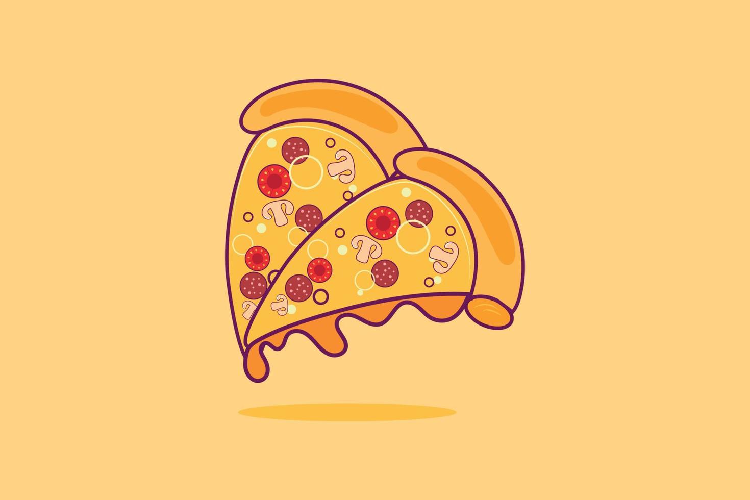 rebanada voladora de ilustración de vector de dibujos animados de pizza.