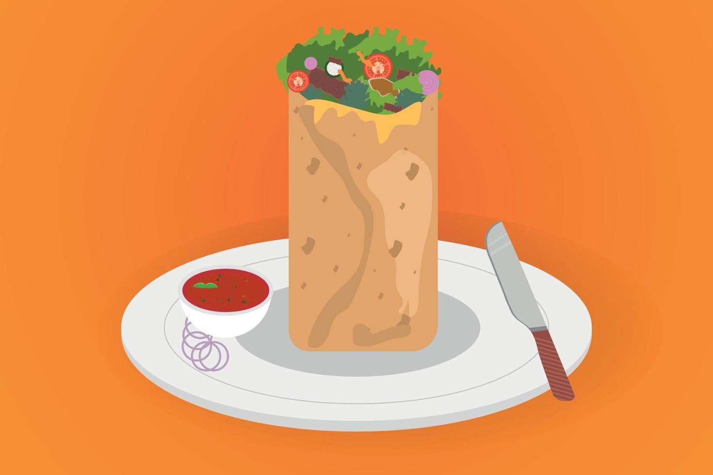 donner kabab shawarma comida callejera diseño turco vector