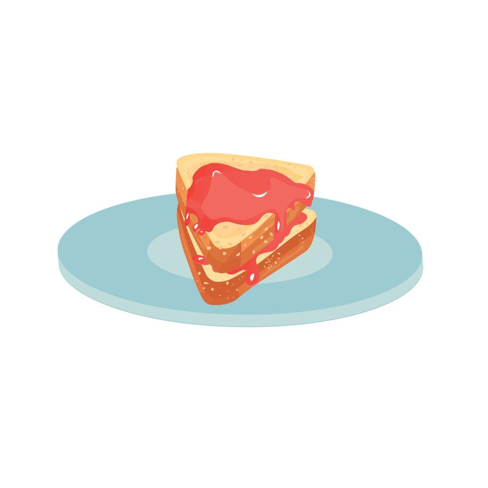 Delicious cakes cheesecake with jam on top vector