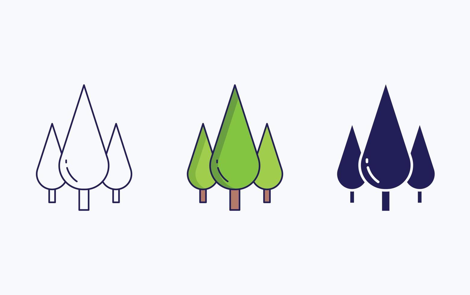 Tree icon, line and glyph vector illustration