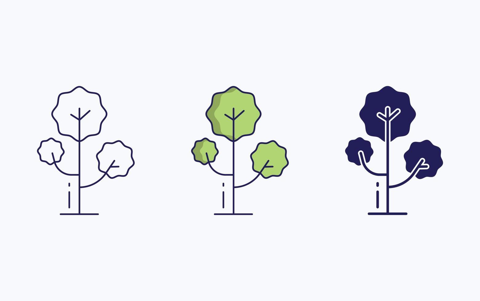 Tree icon, line and glyph vector illustration