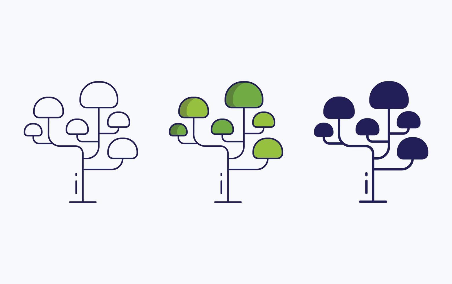 Tree icon, line and glyph vector illustration