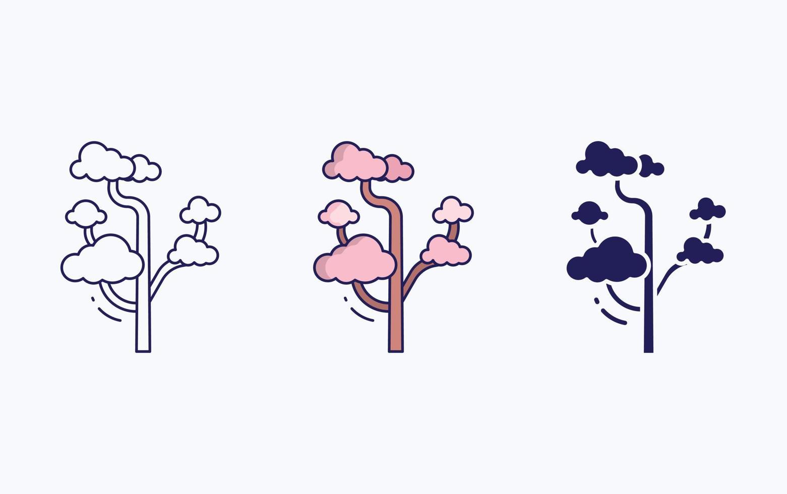 Tree icon, line and glyph vector illustration