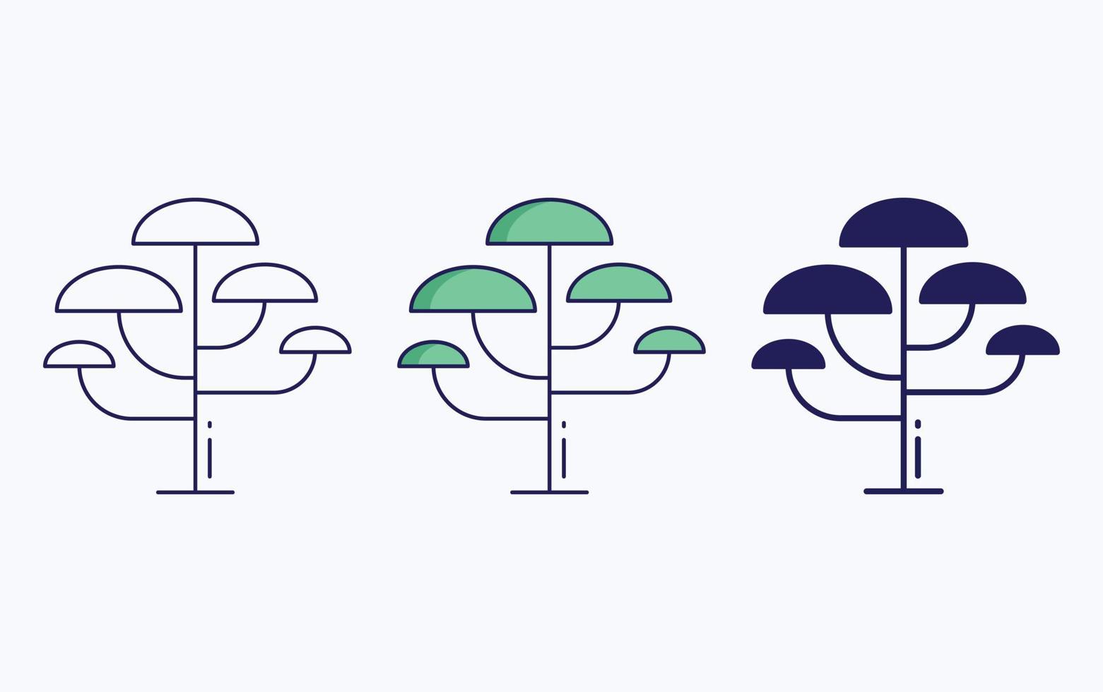 Tree icon, line and glyph vector illustration