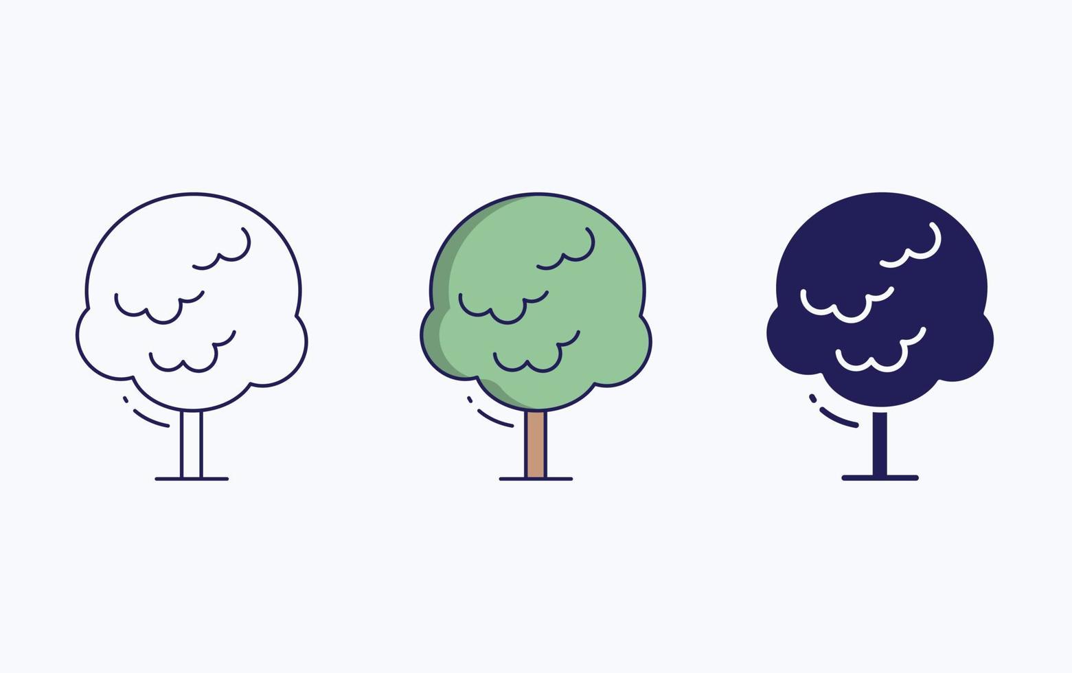 Tree icon, line and glyph vector illustration