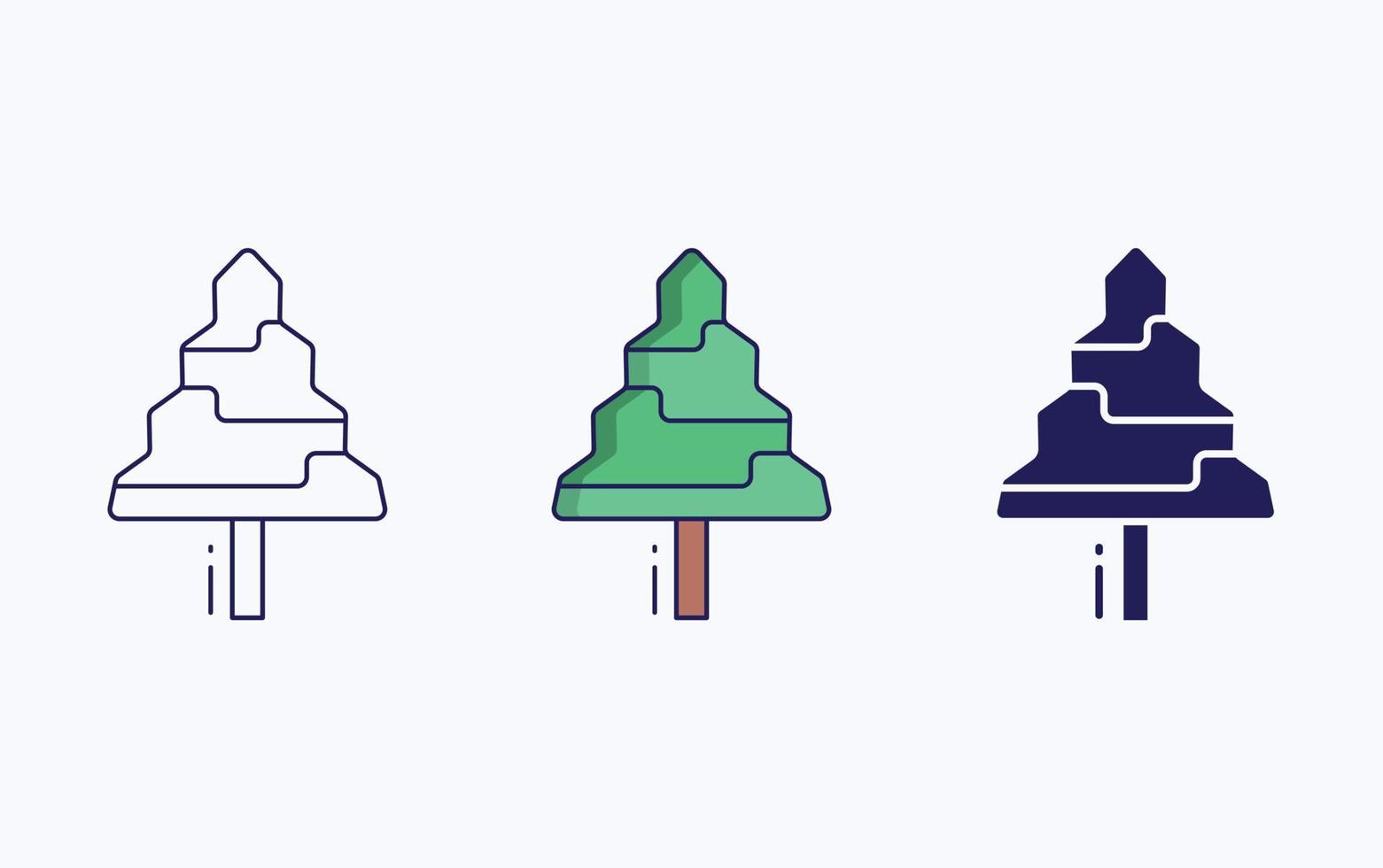 Tree icon, line and glyph vector illustration