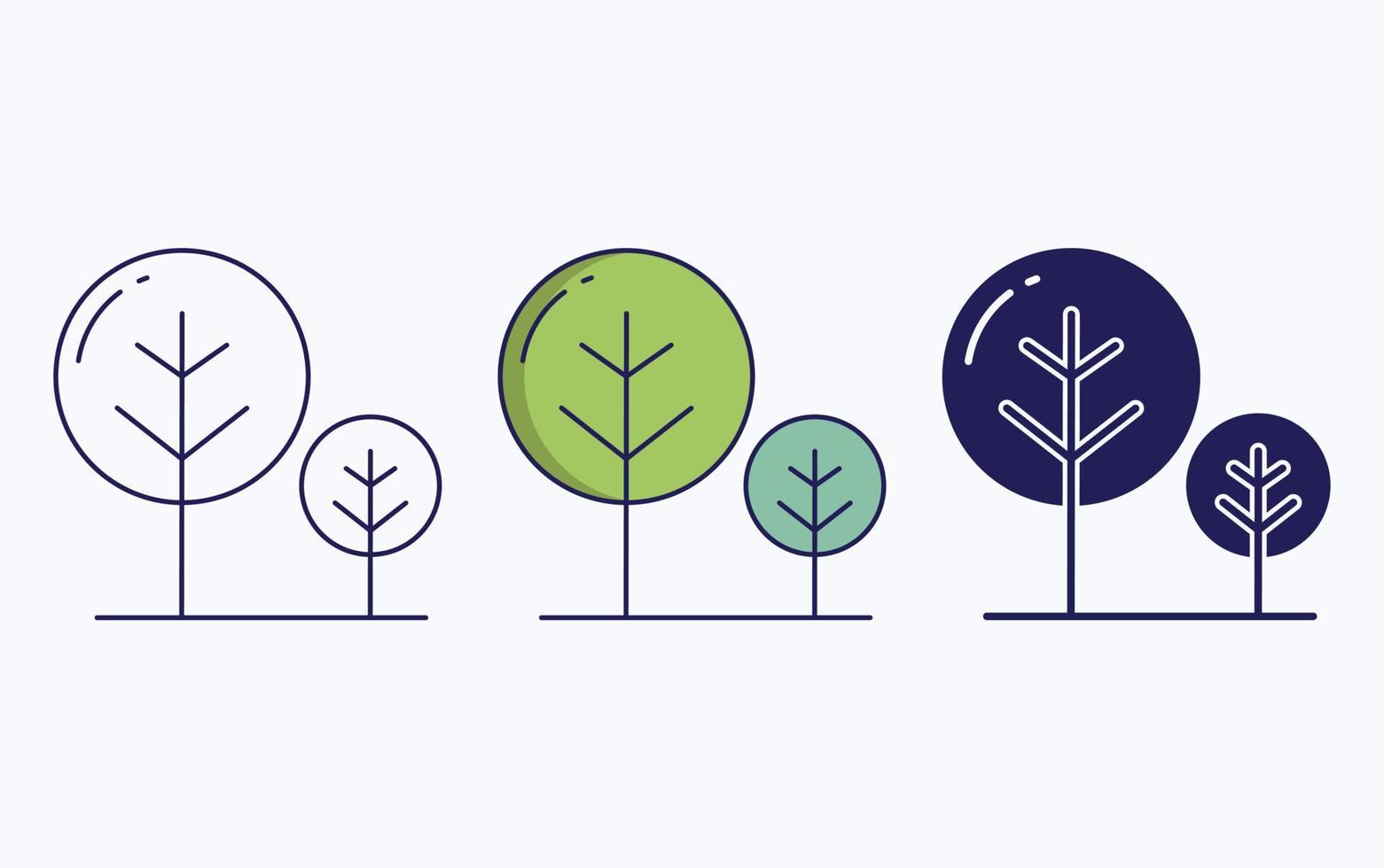 Tree icon, line and glyph vector illustration