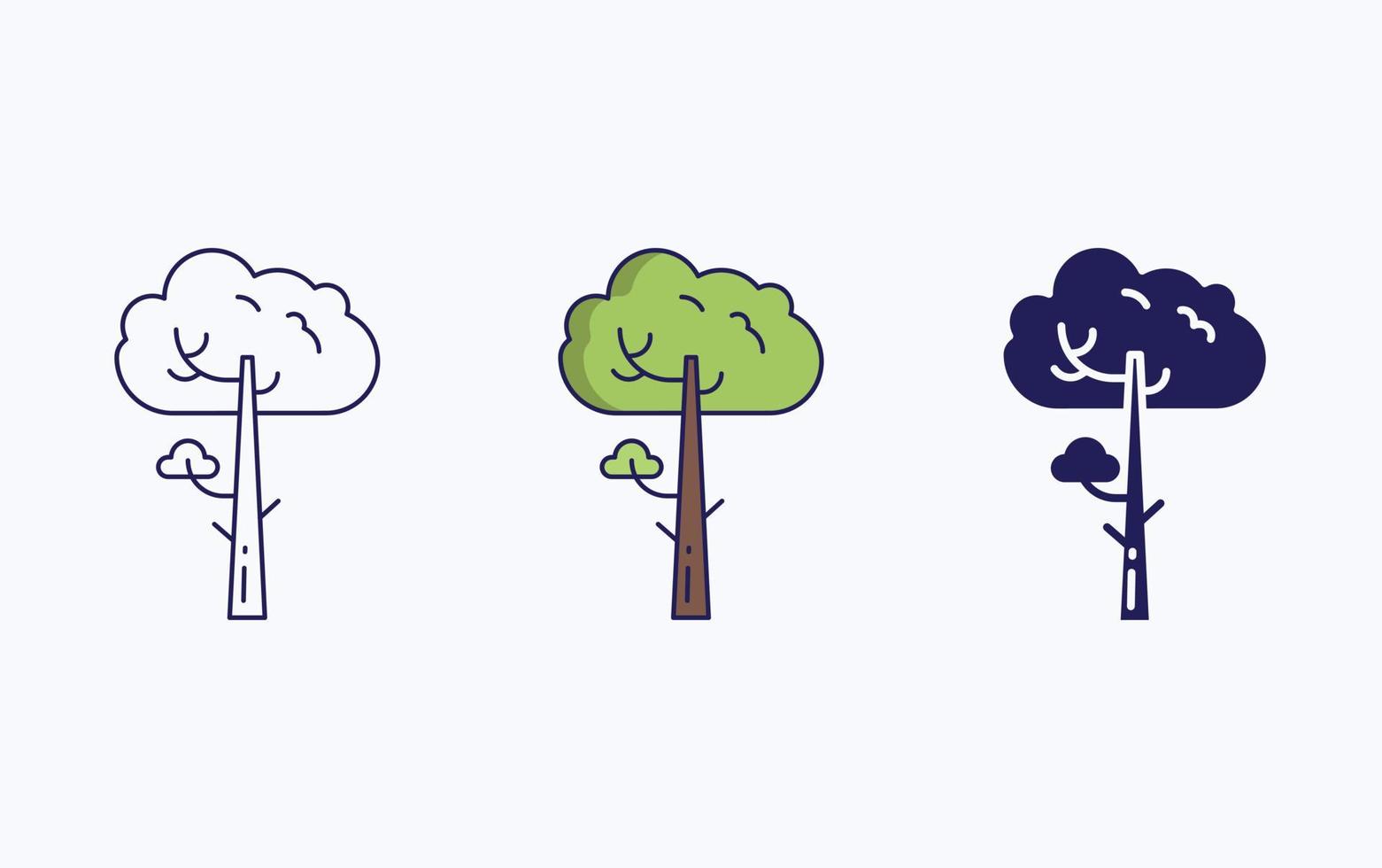 Tree icon, line and glyph vector illustration