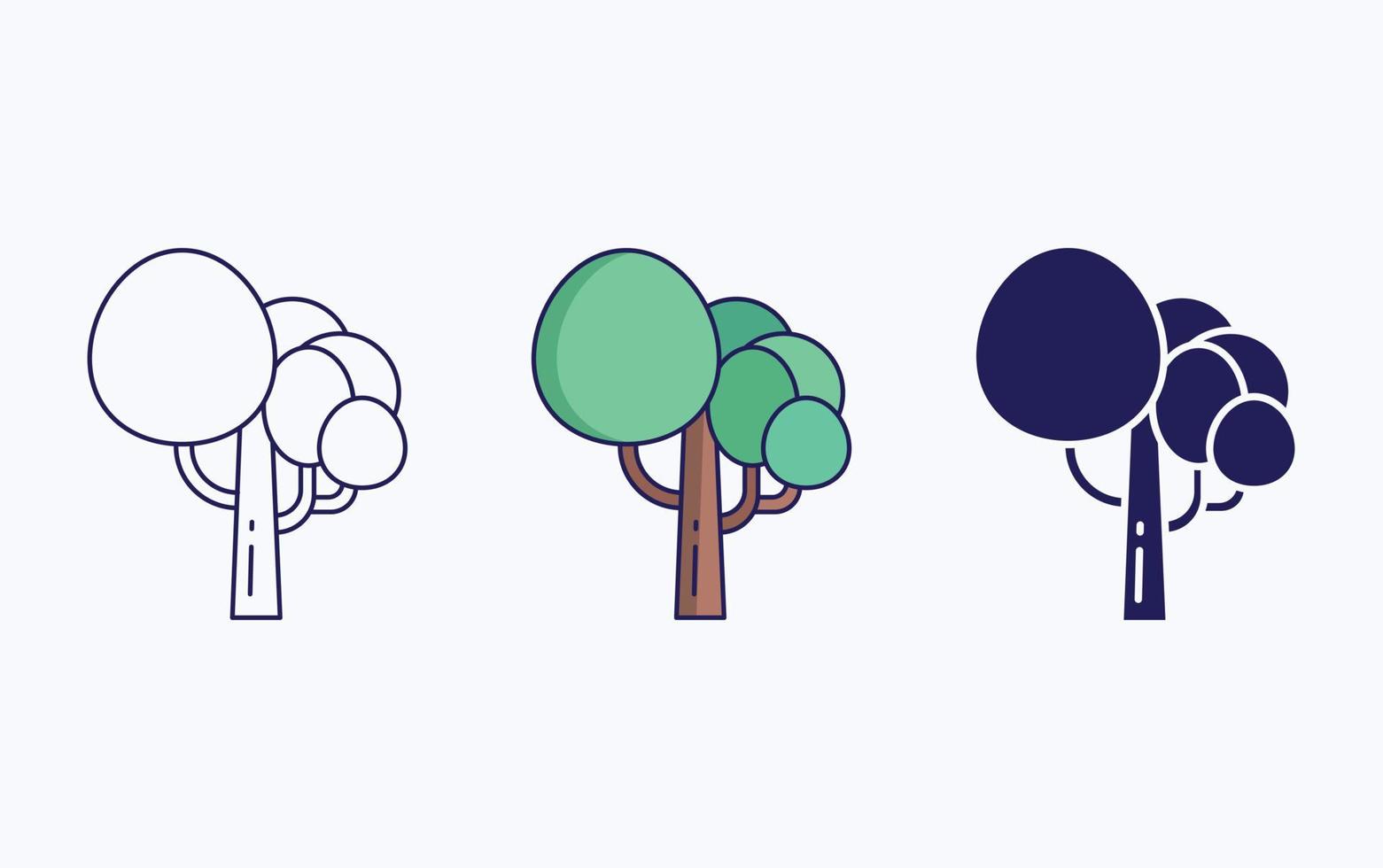 Tree icon, line and glyph vector illustration