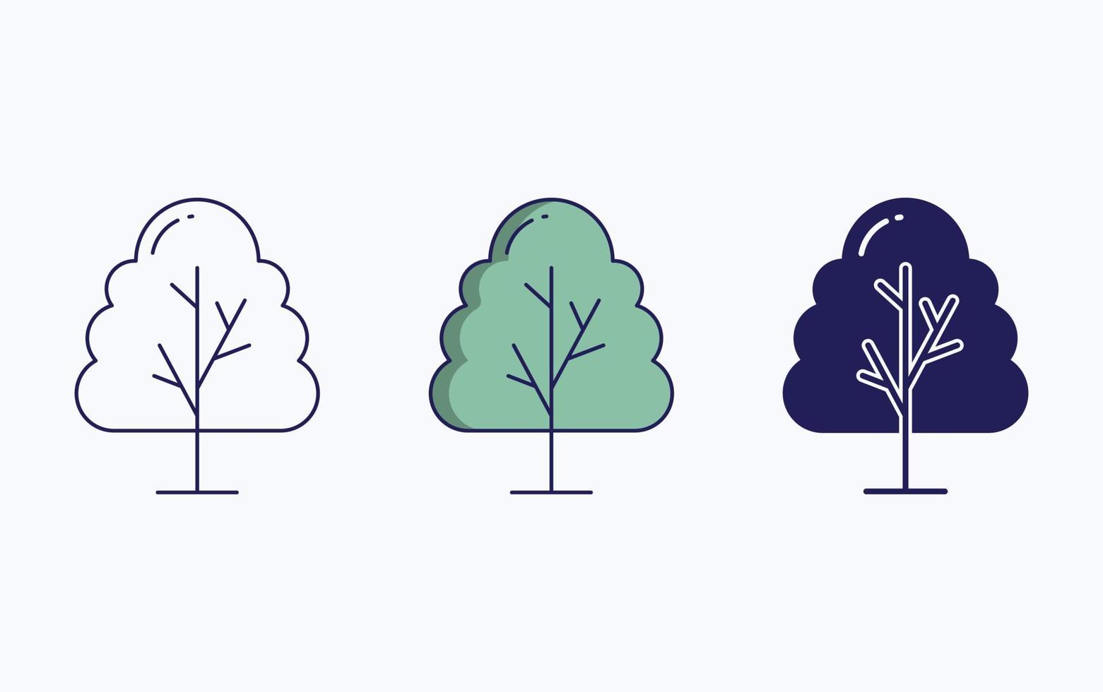 Tree icon, line and glyph vector illustration