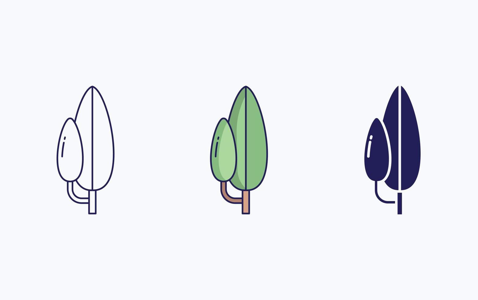 Tree icon, line and glyph vector illustration