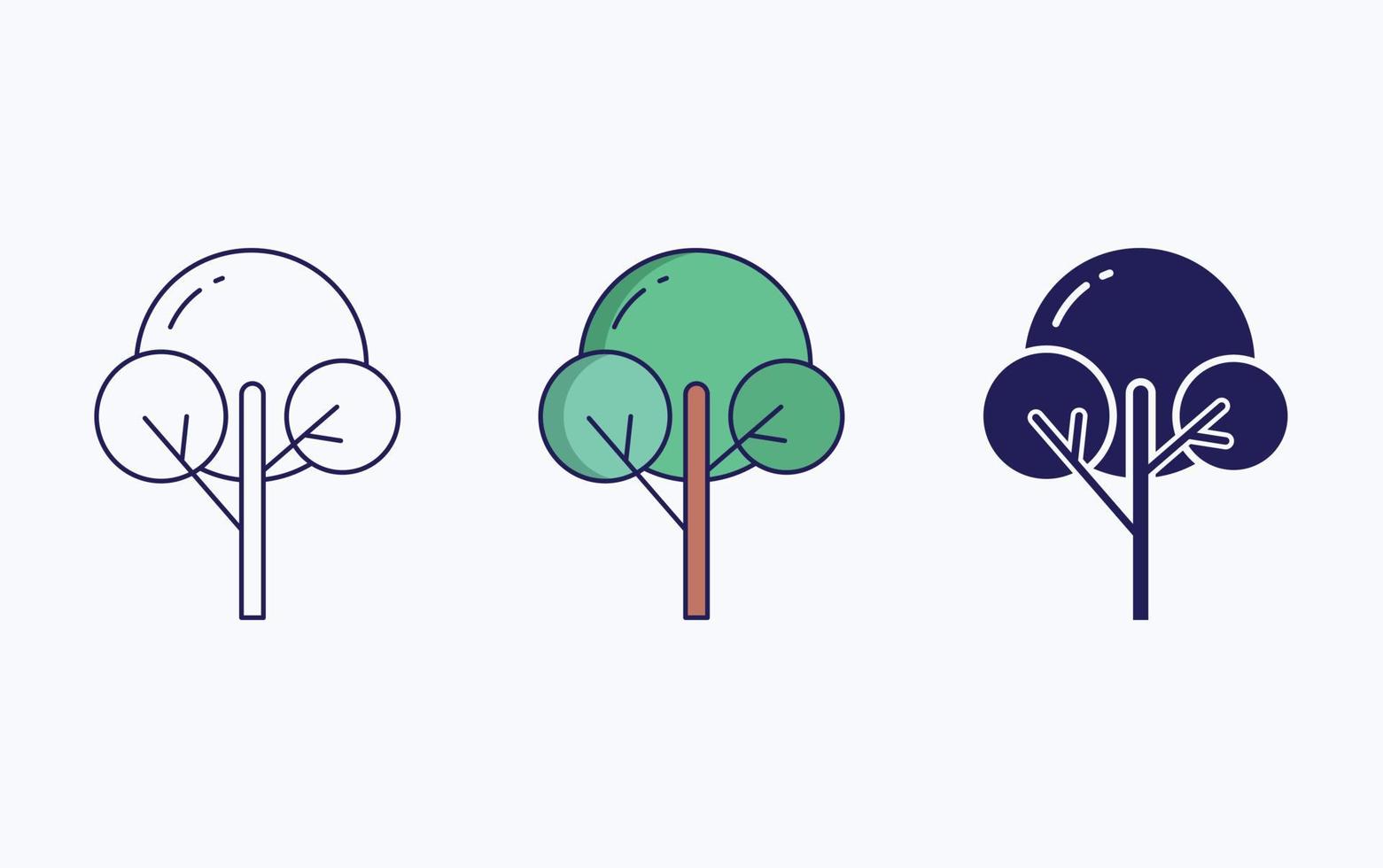 Tree icon, line and glyph vector illustration