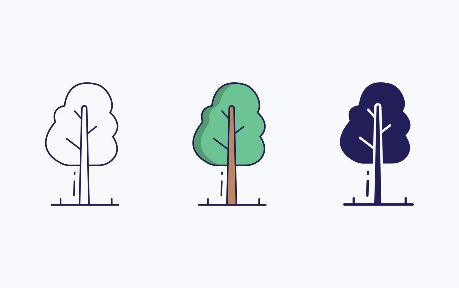 Tree icon, line and glyph vector illustration