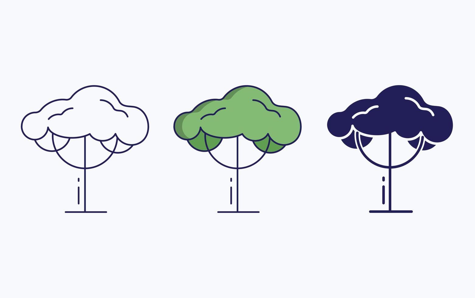 Tree icon, line and glyph vector illustration