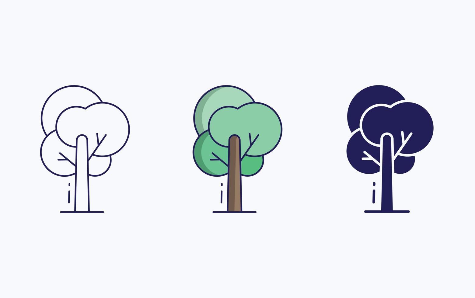 icono de árbol, línea e ilustración de vector de glifo