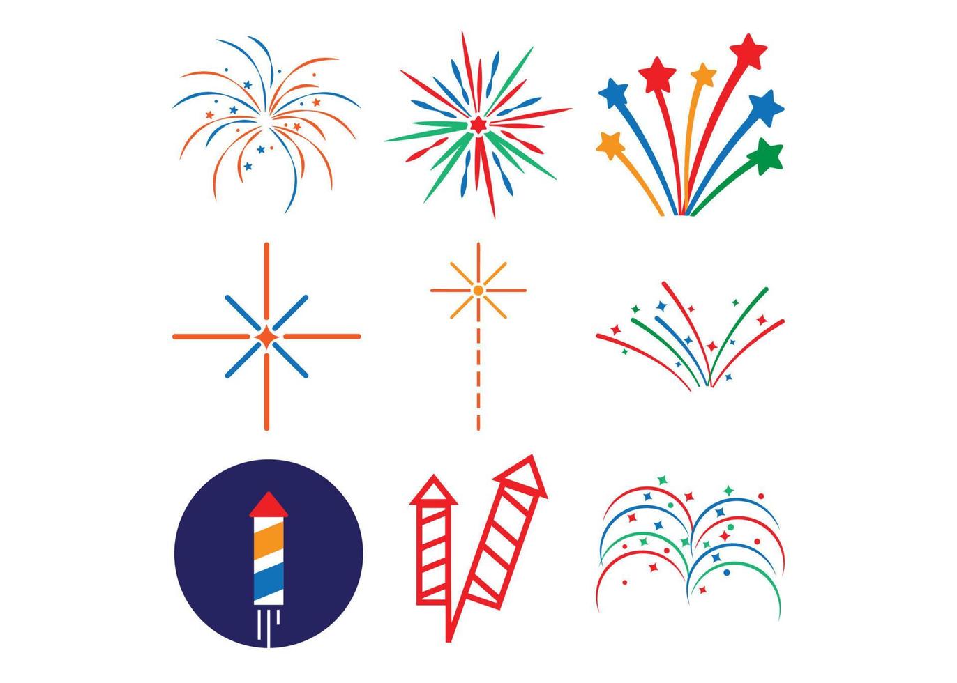 Fireworks happy new year icon design template isolated vector