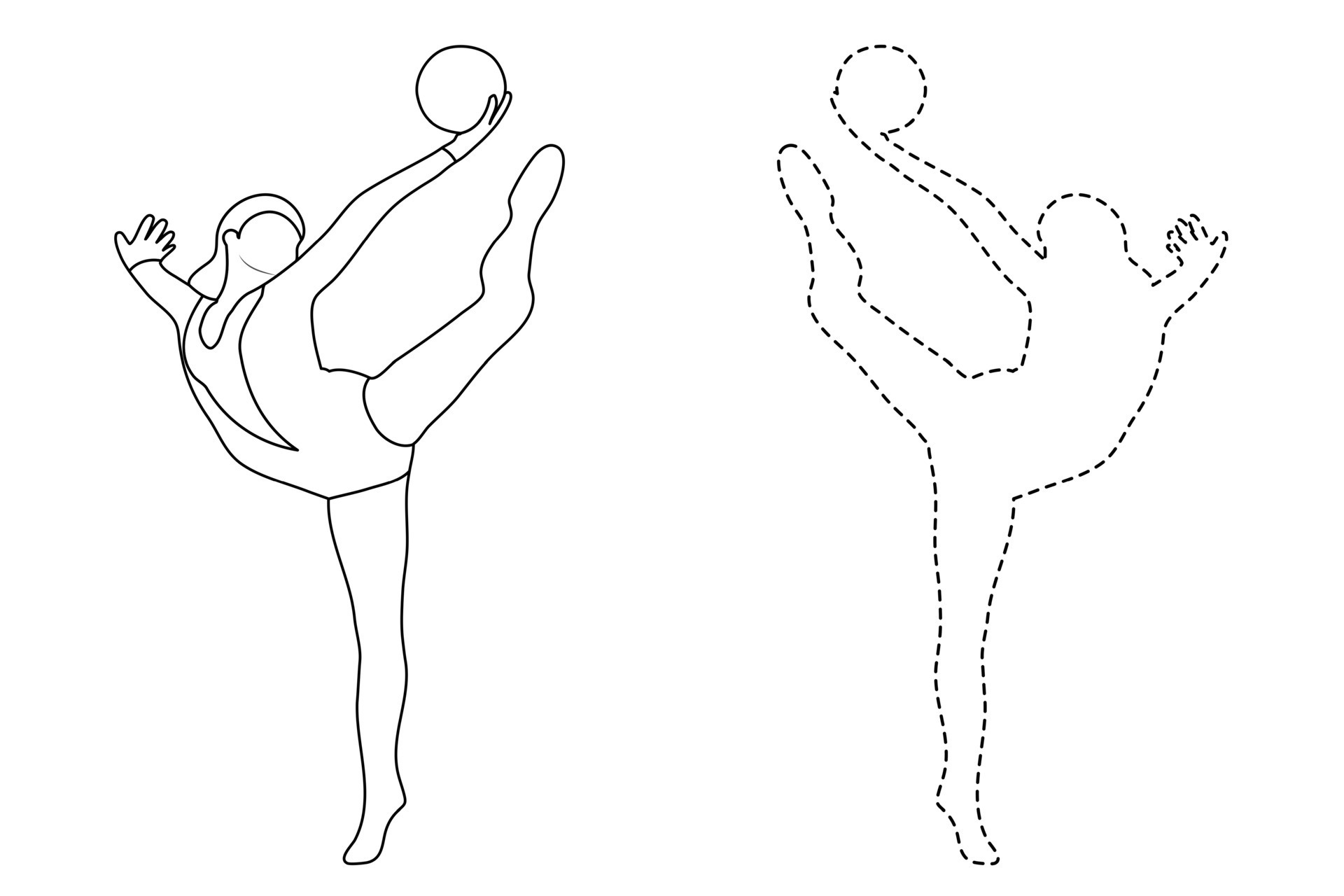 Outline figure of a gymnast in a sports pose. Gym girl silhouette