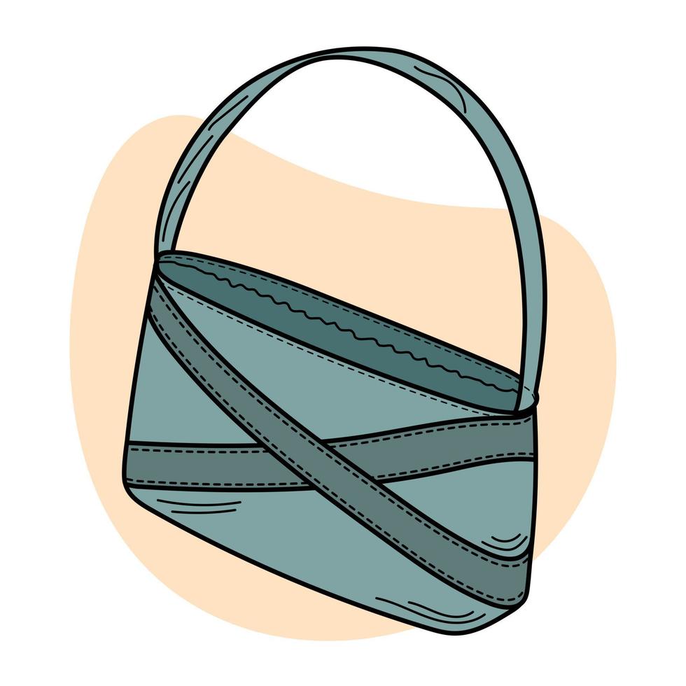 Freehand line art of womens handbag silhouette. Piece of clothing. Accessory vector